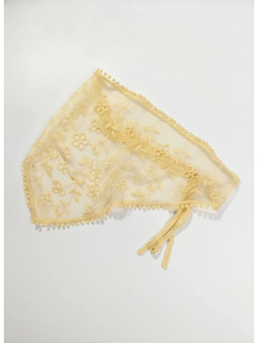 Yellow Floral Embroidered Lace Bandana